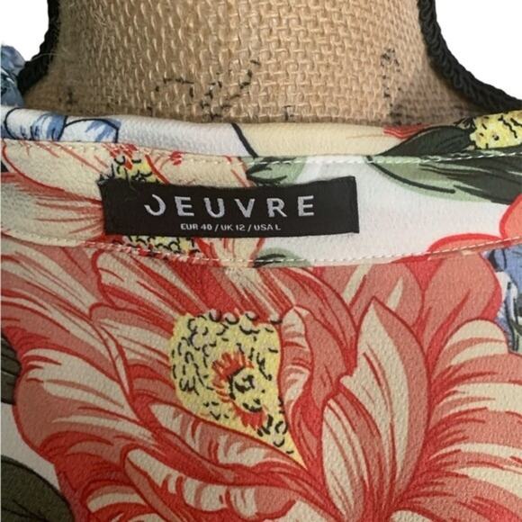 Jeuvre Blouse Floral Career Business Size Large - Picture 4 of 4